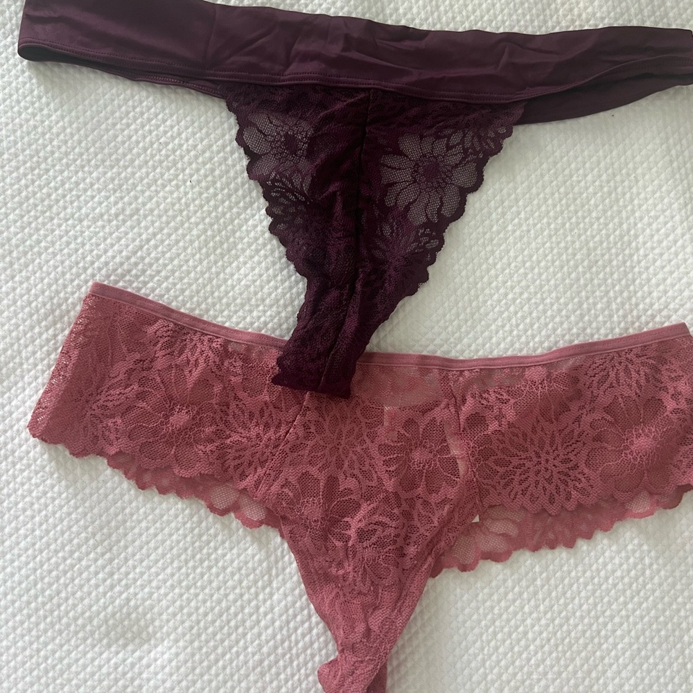 Victoria’s Secret Lace Panties Set - Deep Purple and Soft Pink